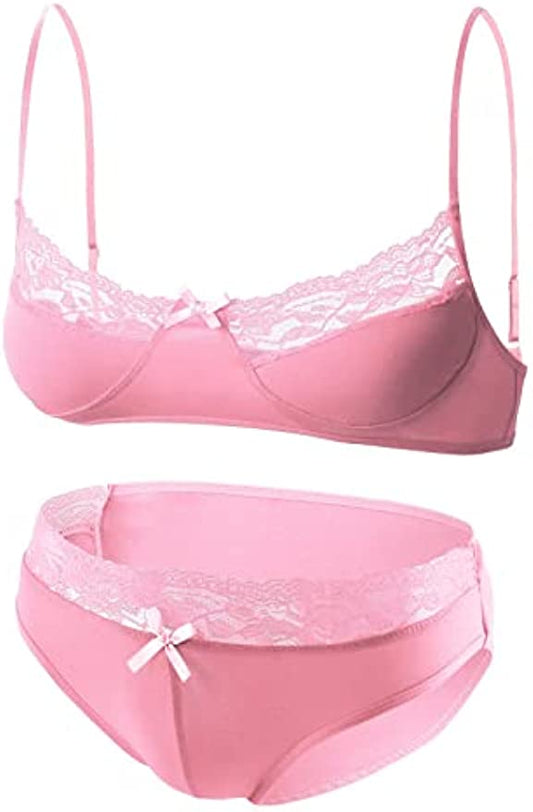 Men's Sissy Lace Bra Panty Set - Crossdressing Lingerie