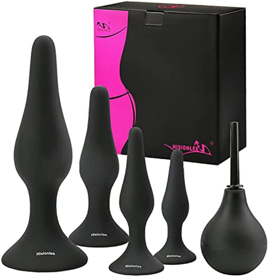 Silicone Butt Plug Set - 4PCS - Black