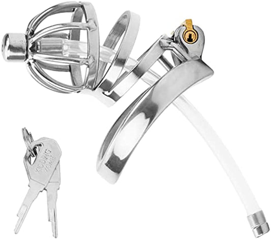 Large Metal Chastity Cage with Plug