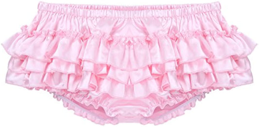 Men's Satin Frilly Thong - Sissy Bloomer Skirted Panties