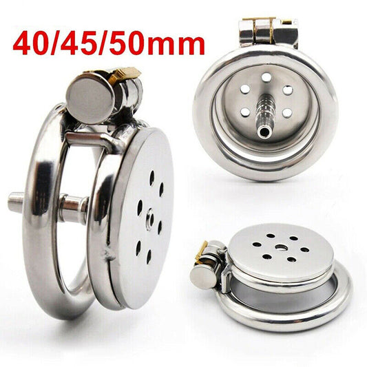 Stainless Steel Flat Chastity Cage | Urethral Sound | BDSM Toy
