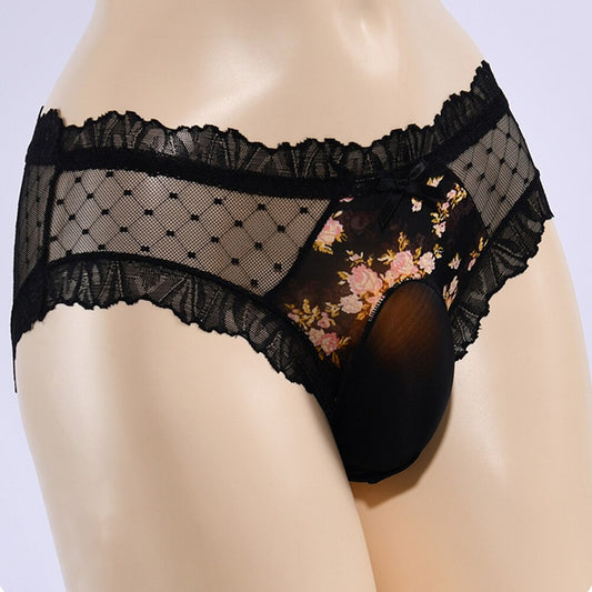 Sissy Pouch Panties | Lace Sheer Briefs | Transparent