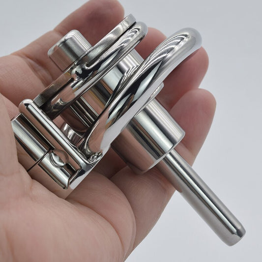 Sissy Flat Pancake Chastity Cage - Stainless Steel Bondage Sex Toys
