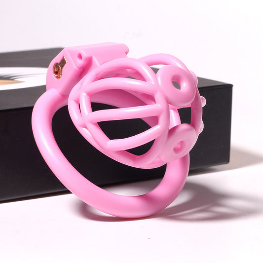 Sissy Male Pink Chastity Cage - BDSM Chastity Device with 4 Penis Rings
