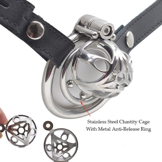 Stainless Steel Metal Chastity Cage for Men - Removable Penis Ring