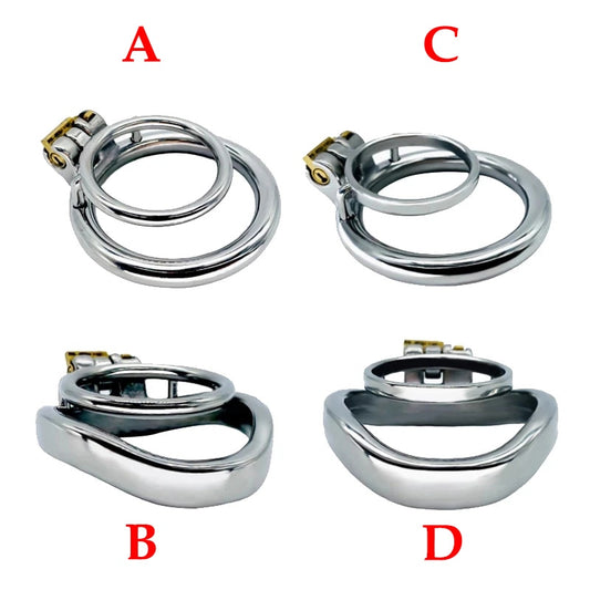 BDSM Sissy Metal Chastity Cage - Double Cock Ring