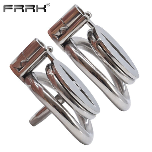 Flat Male Chastity Cage | Screw Bondage Belt | Steel Rings